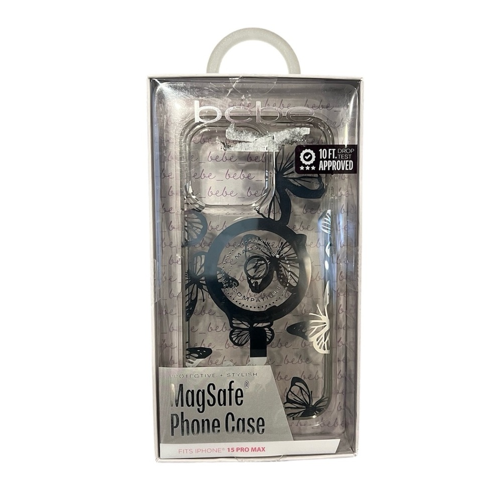 NIB bebe Butterfly Design Clear/Silver iPhone 15 Pro Max MagSafe Compatible Case